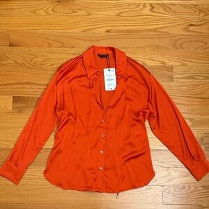 NWT - Zara Bright Orange Shirt